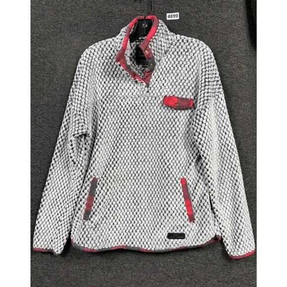 Simply Southern Gray Buffalo Plaid Trim Pullover Sweatshirt Womens Size M - Picture 1 of 7
